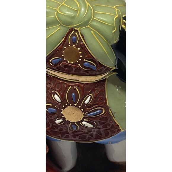 Japanese Figurine Kutani God of Prosperity w/Moriage Lucky God Vtg. 1960s - Picture 9 of 11